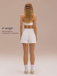 GLOWMODE 4.0'' SoftSerene Modal Easy Does It Soft Silky-Smooth Breathable Relaxed Fit Adjustable Drawstring Waist High Waist Side Pockets Shorts Daily Casual Wear - White - View 2