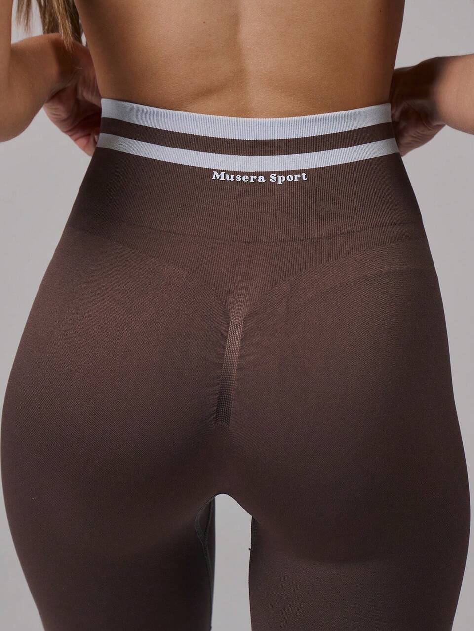 Leggings à taille haute sans couture à rayures, idéaux pour le sport, l'entraînement, la gym, le Pilates, la fitness et l'usage quotidien décontracté, couleur "Banana Pudding"
