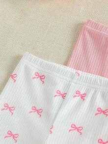 SHEIN Vintaside Kids 5件套女宝宝可爱爱心打底裤，柔软舒适，弹性好，亲肤透气，秋冬季时尚必备，多种颜色可选 - 彩色 - 查看 5