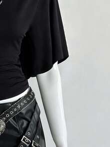 EgrlEra Summer Fashionable Sexy Asymmetric-Shoulder Sleeveless Top - Black - View 4