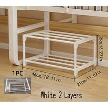 1PC Steel Pipe & Plastic Simple Shoe Rack, Space-Saving Under-Bed Shoe Storage Organizer, Multi-Tier Entryway Shoe Rack - Multicolor - View 15