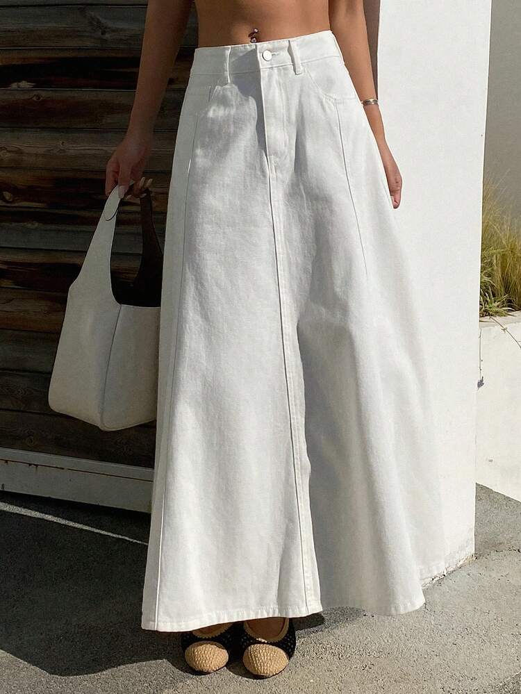 Women's Regular Waist Long Casual Elegant Denim Skirt Y2k