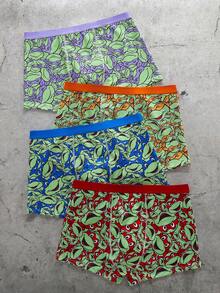 TEENAGE MUTANT NINJA TURTLES | SHEIN Bộ 4 quần boxer nam, thoáng mát và thoải mái. - màu xanh lá - Xem 1