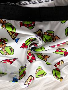 TEENAGE MUTANT NINJA TURTLES | SHEIN Quần lót boxer in hình hoạt hình dễ thương dành cho bé trai - Đen và trắng - Xem 6