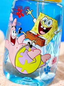 SpongeBob SquarePants | SHEIN 500毫升卡通图案水瓶，配有硅胶吸管和防漏盖，适合旅行、观光、返校使用，Tritan材质。 - 淺藍色 - 查看 9
