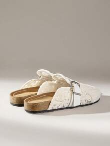 Embroidered Outer Wear Baotou Bohemian  Wind Hemp Rope Woven Beach Thick-Bottomed Sandals - White - View 4