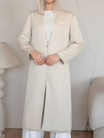 DAZY 女士休闲纯色V领薄款外套，带假口袋，春夏款