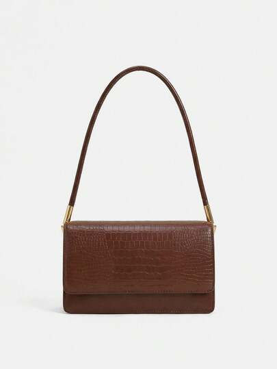 Lumivelle 时尚鳄鱼纹压花翻盖单肩包