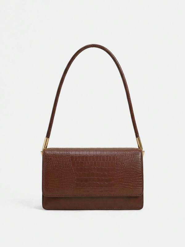 Lumivelle 时尚鳄鱼纹压花翻盖单肩包