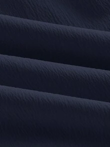 Firerie 女士两件套：优雅休闲前系带宽松衬衫和高腰松紧腰阔腿裤，商务休闲女士 - 藏蓝色 - 查看 11