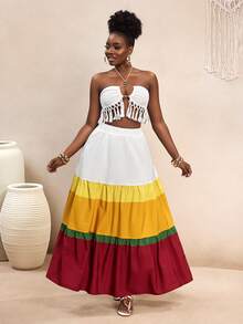 BamGleam Women's Pleated Elastic Waist Casual Versatile Daily Wear Skirt - Multicolor - View 5