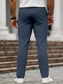 Manfinity Homme 男士休闲百搭纯色裤 - 霧霾藍 - 查看 2