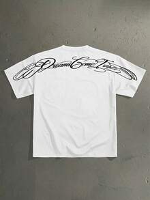 StoneGrade Men's Round Neck Letter Print Casual Short Sleeve T-Shirt, Summer - White - View 1