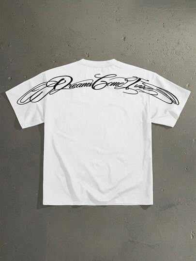 StoneGrade Camiseta de manga corta casual de cuello redondo con estampado de letras para hombre, verano