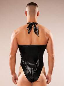 FeverCity 男士时尚性感交叉吊带连体裤 - 黑色 - 查看 6