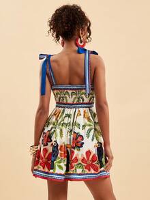 Travachic 春夏度假风梭织印花系带迷你连衣裙（女款） - 彩色 - 查看 2