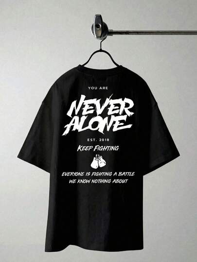 Manfinity EZcore 夏季大码男士休闲标语印花T恤