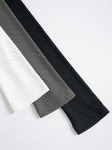 Olithes Women Solid Color Simple Round Neck Slim Fit T-Shirt, Spring/Autumn Edition 3 Packs Topsbasic Long Sleeve Topstight Topswomens Longsleeve Tops Fall Cloth For Women - Multicolor - View 5