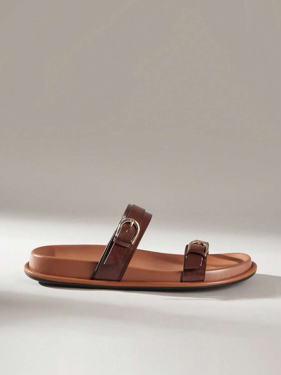 Solecia Damen Vintage Mode lässig Urlaubs Strandschuhe vielseitig mit Pantoffeln - Kaffeebraun - Übersicht 1