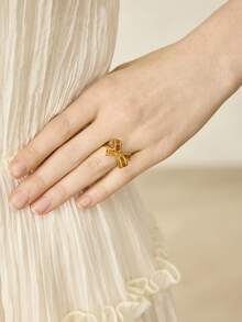 MOTF PREMIUM 18K金蝴蝶结橙色水晶戒指 - 橘色 - 查看 1