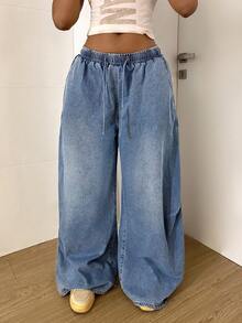 StreetHx Women's Fashionable Casual Loose Wide-Leg Jeans - Light Wash - View 5