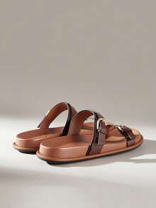 Solecia Damen Vintage Mode lässig Urlaubs Strandschuhe vielseitig mit Pantoffeln - Kaffeebraun - Übersicht 4