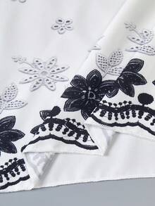 Sparklyn 女童热带风情彩色碎花荷叶边圆领连衣裙，亲子装 - 白色 - 查看 5