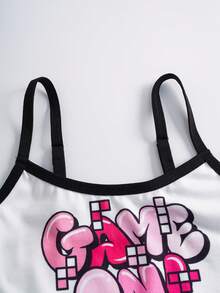 Tetris™ X SHEIN Tween Girls Letter Print Camisole & Boyshort Underwear Set - Pink - View 6