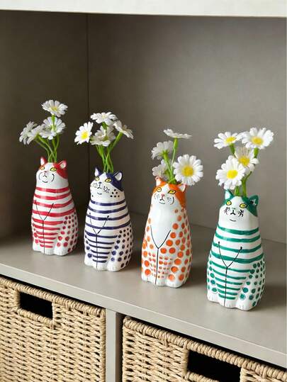 Joivida Chậu trồng cây hình mèo chấm bi, tượng trang trí bằng nhựa sáng tạo với thiết kế mèo dễ thương màu đen trắng, chậu trồng cây trong nhà, cây mọng nước và các loại cây xanh nhỏ, vật trang trí cho phòng khách, phòng ngủ, bàn làm việc và bệ cửa sổ, quà tặng doanh nghiệp và quà tặng quanh năm cho người yêu mèo, người đam mê làm vườn, đồng nghiệp và khách hàng, thích hợp cho các sự kiện công ty, tân gia, sinh nhật, Giáng sinh và làm quà tặng quanh năm.