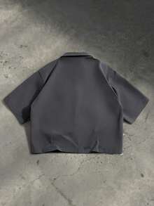 SWAVVY 男士休闲衬衫，拼接设计，复古时尚，约会必备 - 灰色 - 查看 5