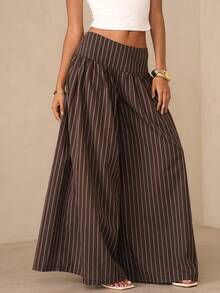 Glamine Pantalones de chándal de pierna ancha de estilo casual y versátil para mujer - Marrón - Ver 2