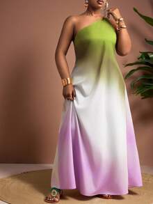 Truni Vestido Longo Ombré com Amarração Nas Costas Plus Size Feminino, Estilo de Férias Vestido Longo com Alças Finas e Costas Abertas, Padrão Ombré, Vestido Longo com Amarração Nas Costas, Adequado para Ir e Vir/Elegante/Sexy/Férias/Praia/Dia dos Namorados/Show/Apresentação/Festa/Dança Vestido Longo Estampado Plus Size Vestido de Praia Plus Size Vestido Longo Pastel Plus Size Roupa de Resort Plus Size Vestido com Sutiã Embutido Vestido Ombré Longo de Ombro Único Vestido Pastel Estilo Fada Plus Size Vestido Estilo Fada Plus Size, Para Formato de Corpo em Pêra e Triângulo - Multicolorido - Visão 8
