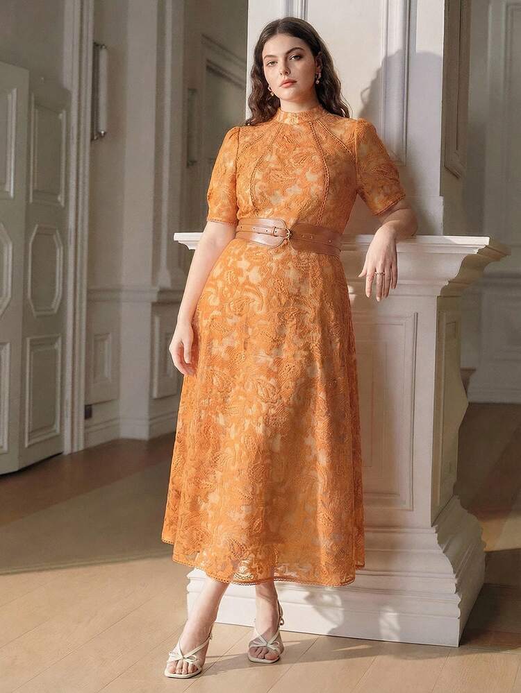 Vestido de malla ajustado de cuello alto amarillo para mujer, nuevo para primavera/verano de Anewsta. Vestido largo elegante de talla grande con bordados y mangas largas.