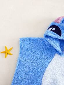男婴可爱蓝色卡通图案连帽泳衣罩衫 - 藍色 - 查看 7