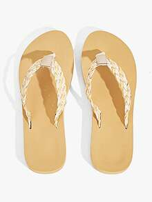 Grefit 【海岛度假风】麻绳编织厚底人字拖 2026 夏季新款时尚软底浴室拖鞋 女款 - 麻黃 - 查看 5