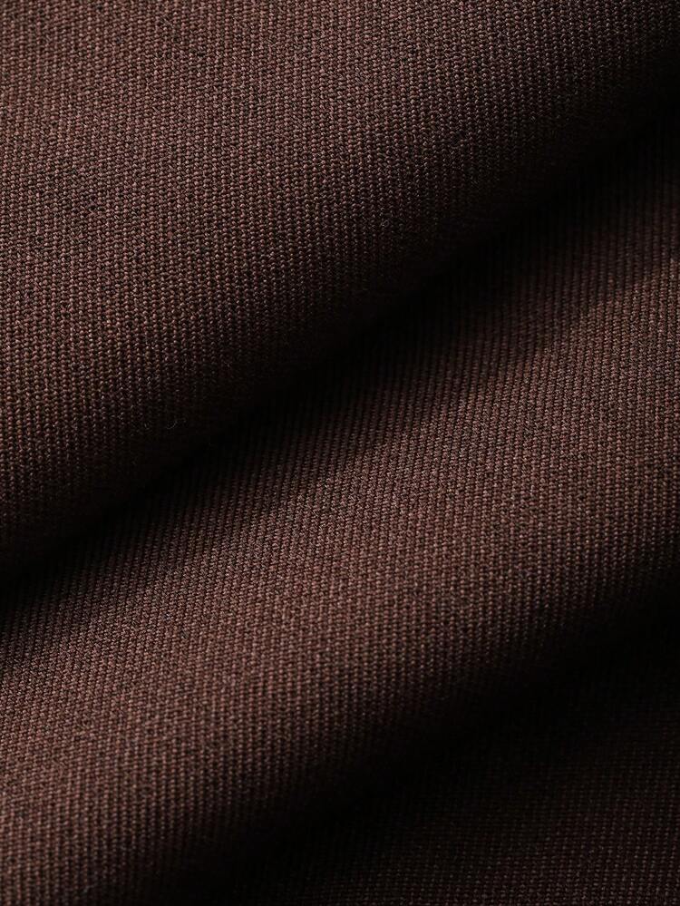 2pcs Women's Casual Collared Waist Top And Solid Color Pants Set, Suitable For Commuting And Office, Spring/Summer