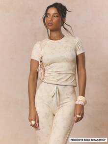 MUSERA 修身长款印花花边上衣套装（仅上衣）可爱春日假日少女风 Sugar Salt - 彩色 - 查看 1