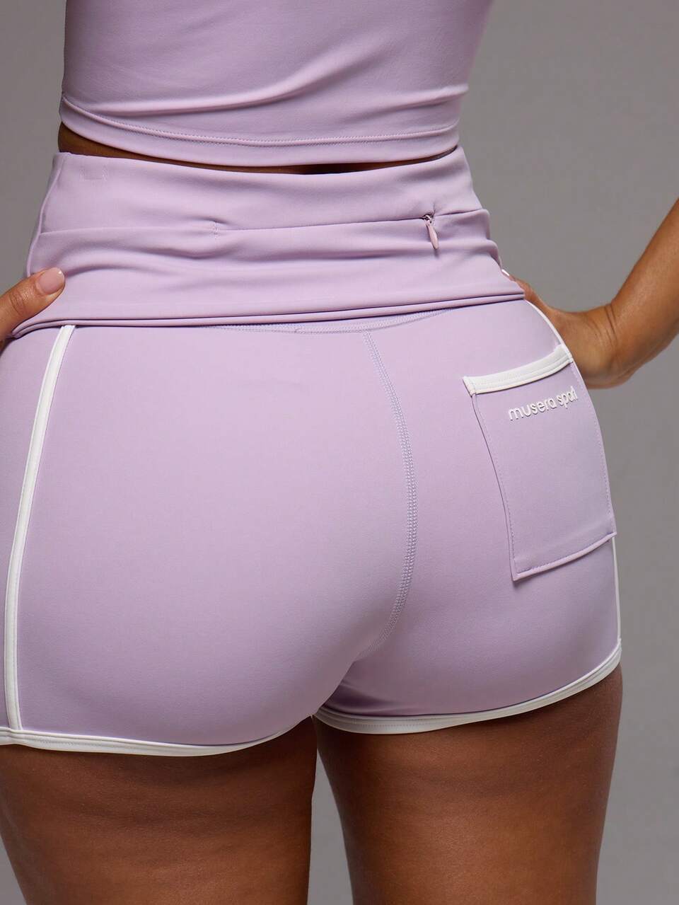 Active Zip Waistband Fold Over Detail Micro Shorts Only Workout Gym Pilates Fitness Daily Girly Casual Hot Sweat Summer