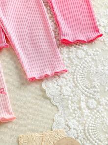 SHEIN Vintaside Kids 5件套女宝宝可爱爱心打底裤，柔软舒适，弹性好，亲肤透气，秋冬季时尚必备，多种颜色可选 - 彩色 - 查看 4