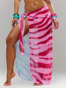 Musera Resort 混色印花不对称沙滩裙泳装罩衫度假夏季旅行沙滩装 Casa Calypso - 彩色 - 查看 2