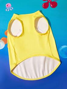 SpongeBob SquarePants | SHEIN 1 件可爱卡通印花宠物背心，猫狗通用，尺码从 XXS 到 XXXXXL（XS 到 XXL），海绵材质，活泼可爱 - 芥末黃 - 查看 6