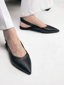 Mnmlis Women's Fashion Commuter Wear Pointed Flat Shoes - Black - View 9