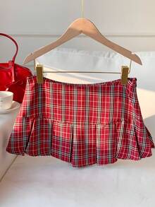 Comfortcana Women's Plaid Pleated Versatile Date Night & Casual Wear Mini Skirt - Multicolor - View 1