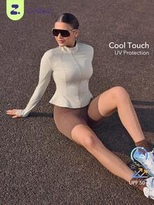 OutZeal Women Sun-Proof Jacket Daily Casual Travel Summer Cool Touch UV Protection Mermaid Hem With Thumb Hole - Khaki - View 1