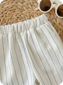 SHEIN Pantalones a rayas para bebé niño, adecuados para primavera y verano - Multicolor - Ver 3