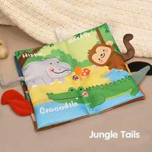 MINKOJA 3D动物尾巴布书，可水洗，多功能婴儿布书，带吱吱声，早教益智，柔软布面，是送给0个月宝宝的完美礼物 - 彩色 - 查看 2