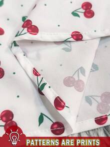 SHEIN 复古田园樱桃印花V领女式连衣裙，非常适合度假，清新甜美，适合日常通勤、聚会或作为礼物送给朋友。 - 彩色 - 查看 8