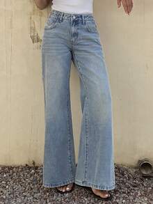 DAZY Women's Low Waist Flare Jeans Y2k - Light Wash - View 8