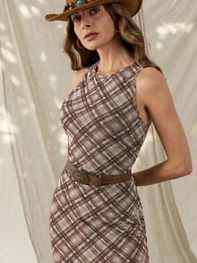 Wildy 波西米亚风休闲美式西部乡村复古格子无袖连衣裙，百搭日常、通勤、夏季音乐节皆宜。波西米亚风夏季连衣裙，女士夏季连衣裙，夏季服装，女士夏季服装，夏季度假服装，女士夏季服装，度假服装，女士夏季度假服装，女士度假服装，女士休闲连衣裙，波西米亚风休闲连衣裙，休闲长裙，女士休闲服装 - 棕色 - 查看 10