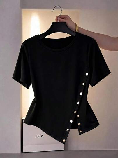 GlowEve CURVE Plus Size Casual Versatile Asymmetric Hem T-Shirt